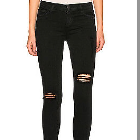 Current/Elliott Denim - Current Elliott Jeans - The Stiletto, Ripped Black